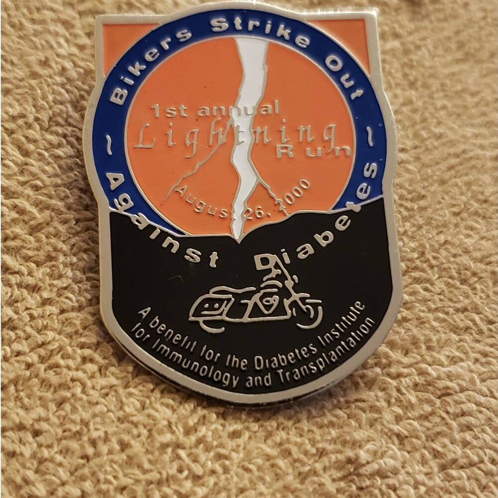 Motorcycle Riding Pin - Bikers Strike Out Against Diabetes Pin - Picture 2 of 8